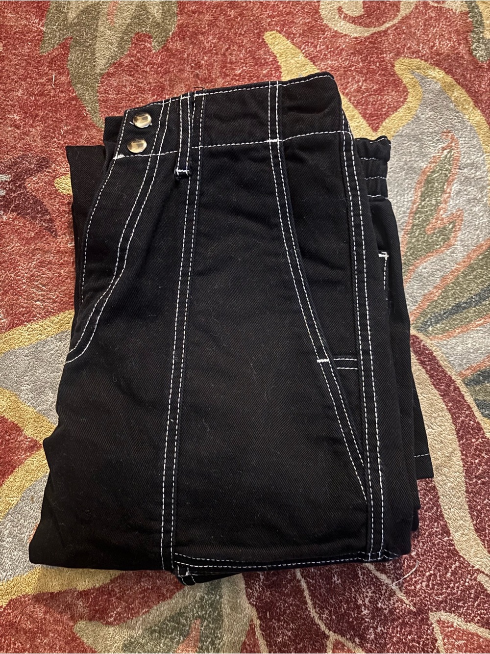 Like New, Size 24, Black BDG Contrast Stitch Wide Leg Cargo Pants / Jeans